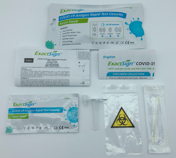 Einer der Besten Tests auf dem Markt ExactSign™ COVID-19 Antigen Rapid Test Casette CE1434 ab 1,30