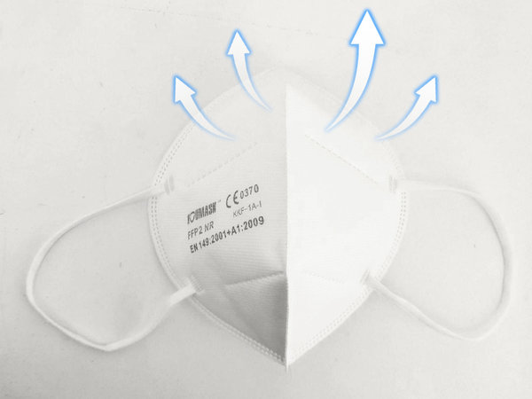 FFP2 Maske "Koumask" Weiß Einzeln Verpackt CE-Kennzeichnung CE 0370 EN 149:2001 + A1:2009 KKF